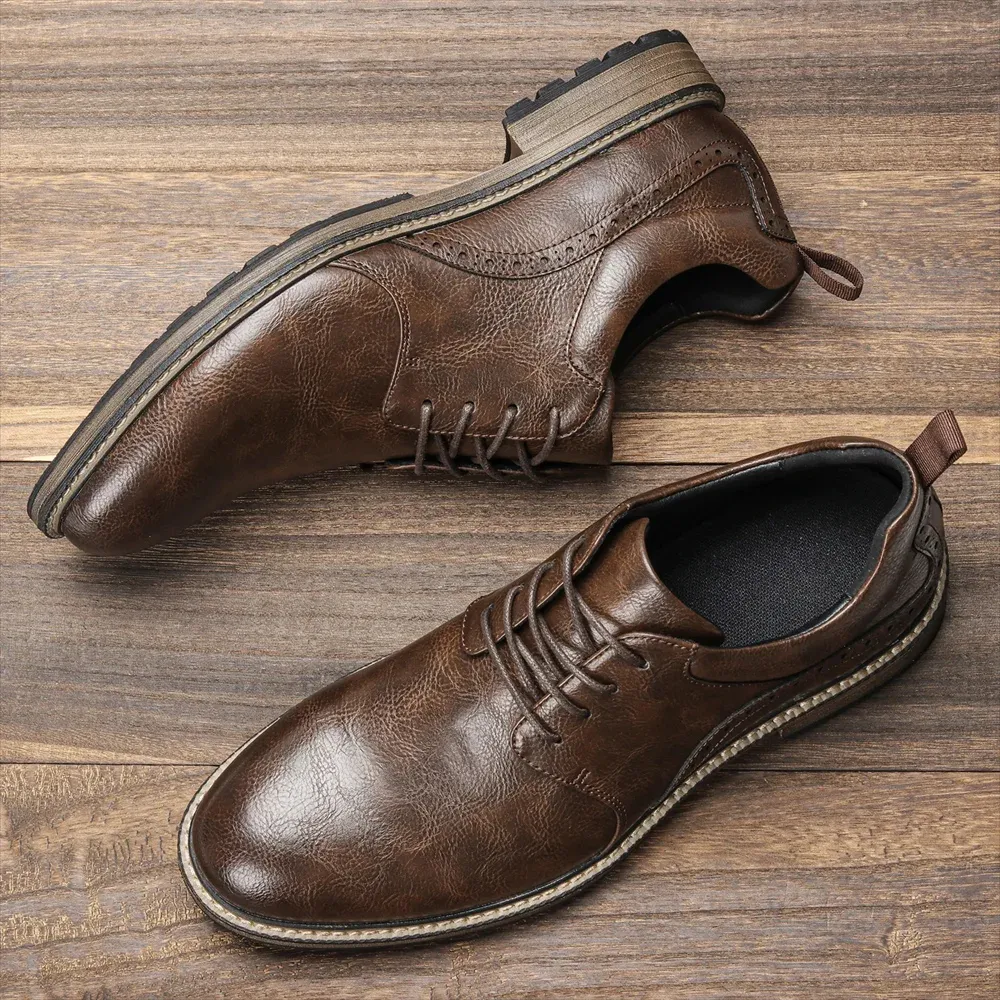 Men's Non-Slip Sole Vegan Leather Shoes with Lace Up | Eco-Friendly Materials for All Seasons