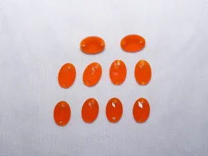 Orange Designer Oval Plastic Stones - 11x16 mm