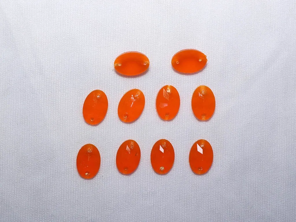Orange Designer Oval Plastic Stones - 11x16 mm