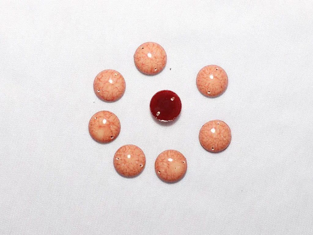 Peach Designer Circular Plastic Stones - 14 mm