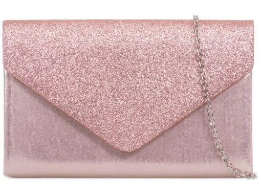 Pink Blush Glitter Shimmer Clutch Bag