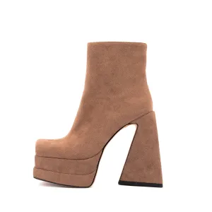 Platform Chunky Heels for Women Suede Ankle Boots