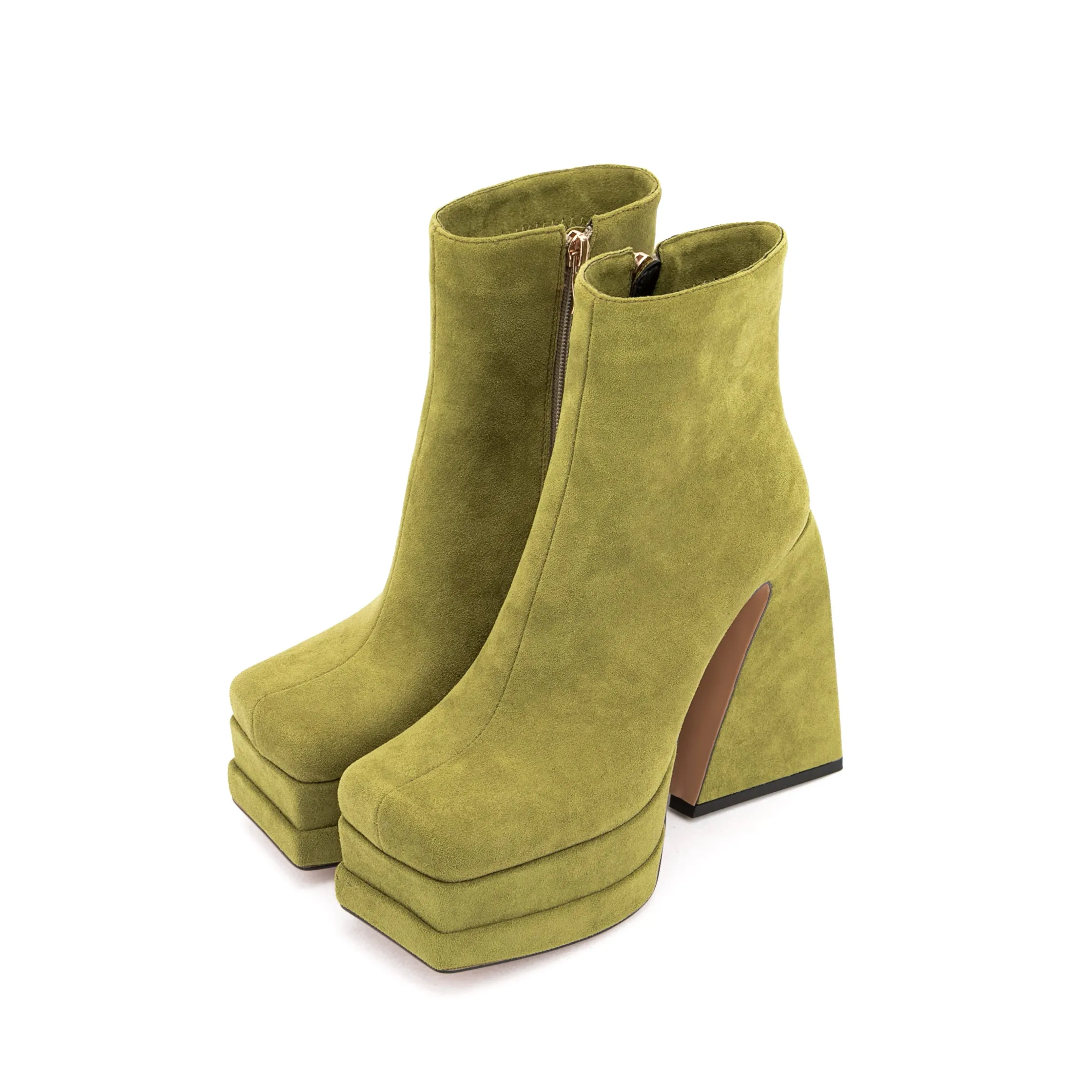 Platform Chunky Heels for Women Suede Ankle Boots