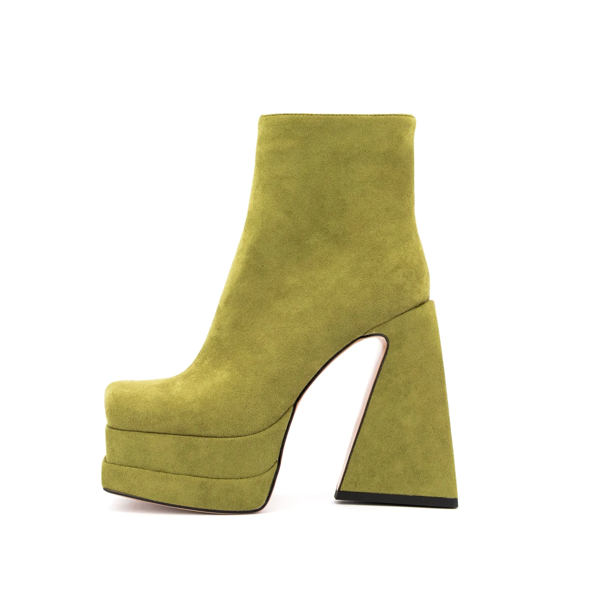 Platform Chunky Heels for Women Suede Ankle Boots