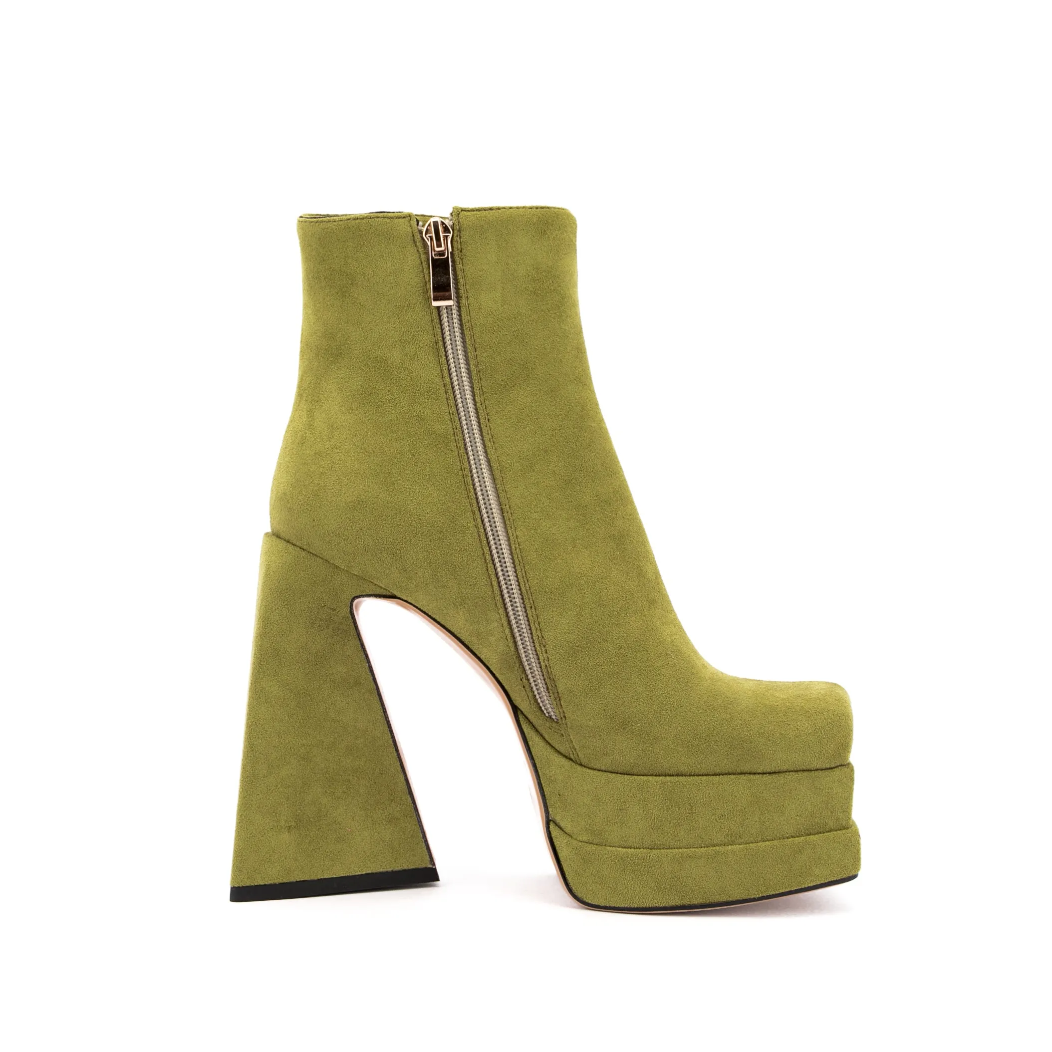 Platform Chunky Heels for Women Suede Ankle Boots