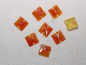 Rainbow Designer Square Plastic Stones- 16x16 mm