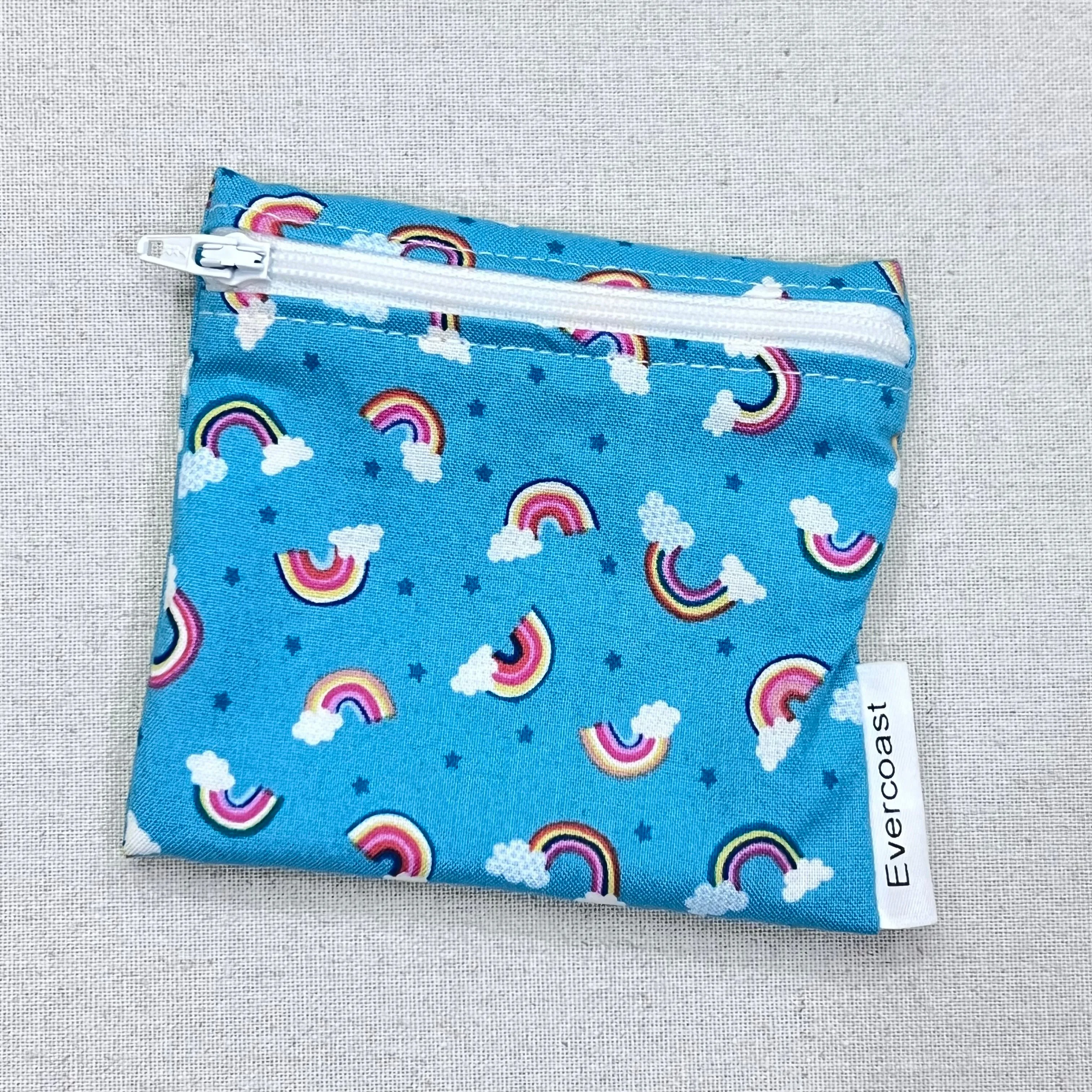 Rainbows on Turquoise Reusable Mini Snack Bag