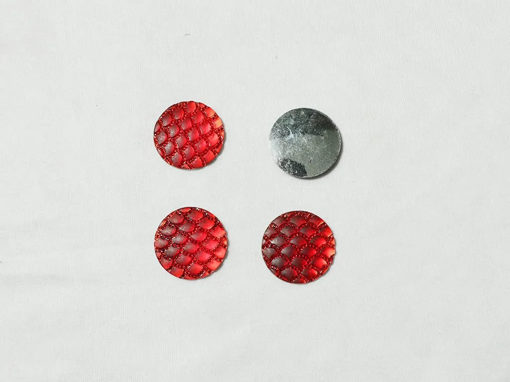 Red Designer Circular Plastic Stones- 35 mm