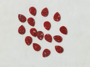 Red Designer Drop Plastic Stones- 14x10 mm