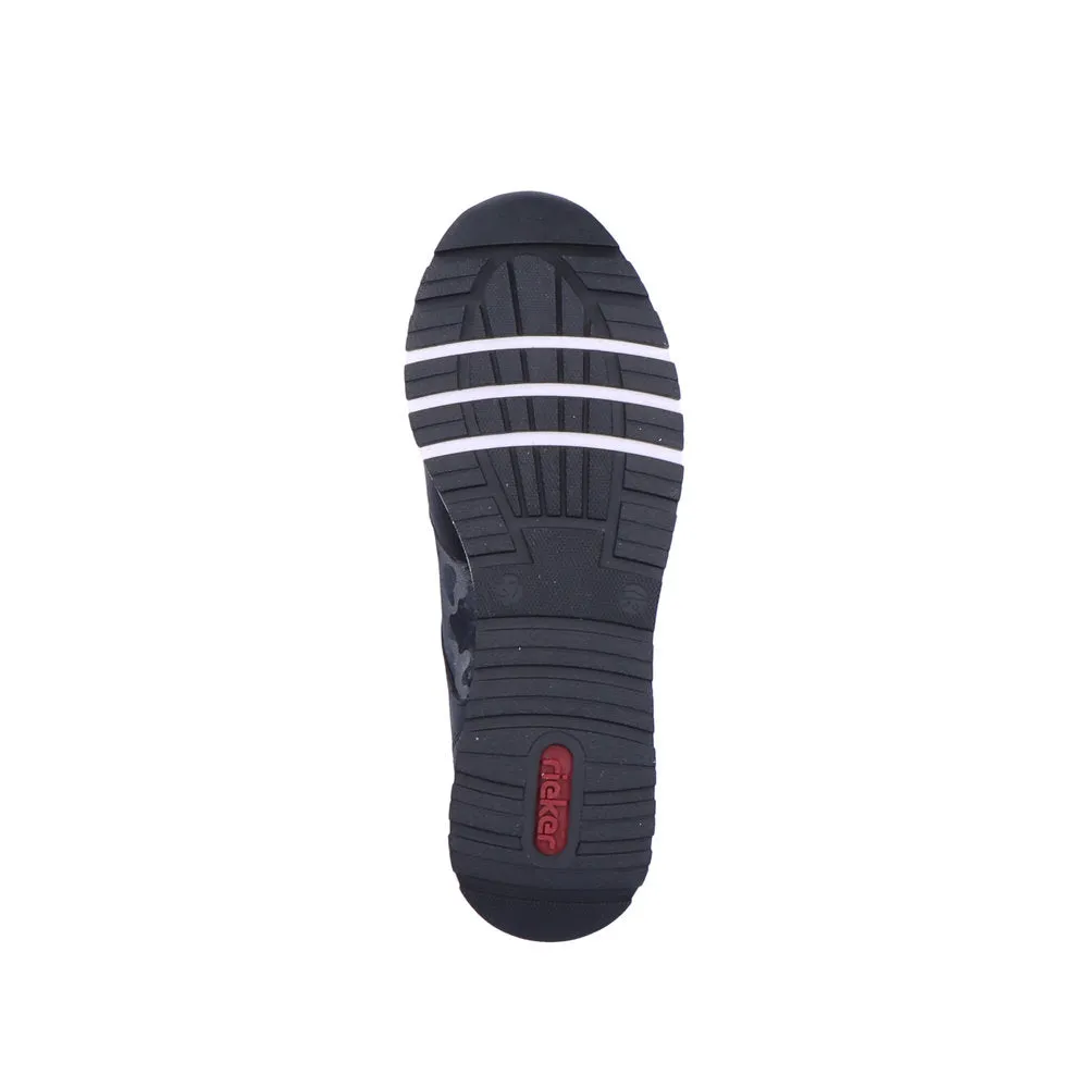 Rieker 40804-00 Ladies Black Leather & Textile Lace Up Trainers