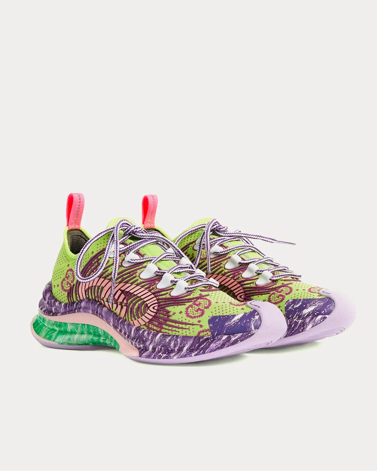 Run GG Technical Knit Fabric Green / Purple Running Shoes