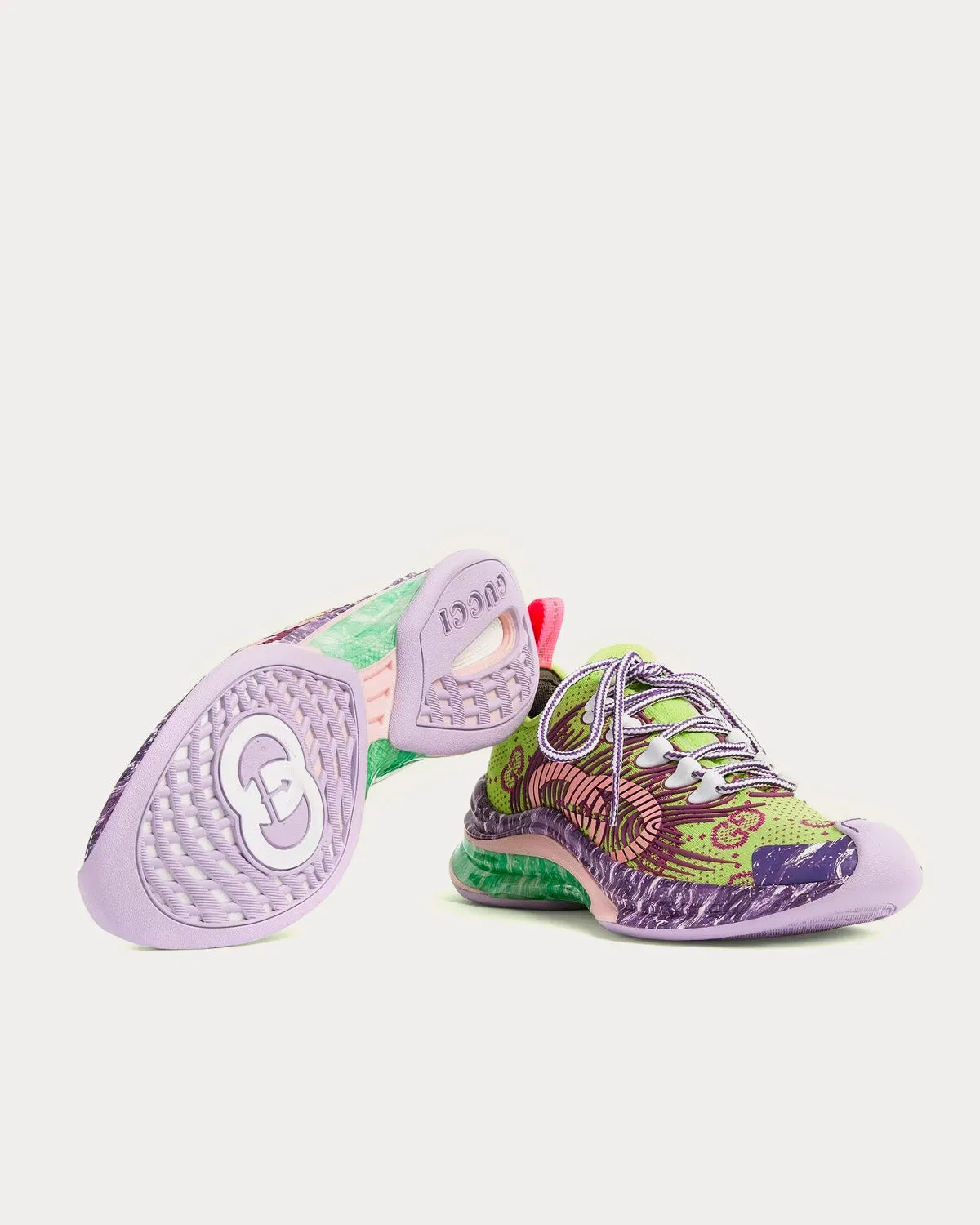 Run GG Technical Knit Fabric Green / Purple Running Shoes