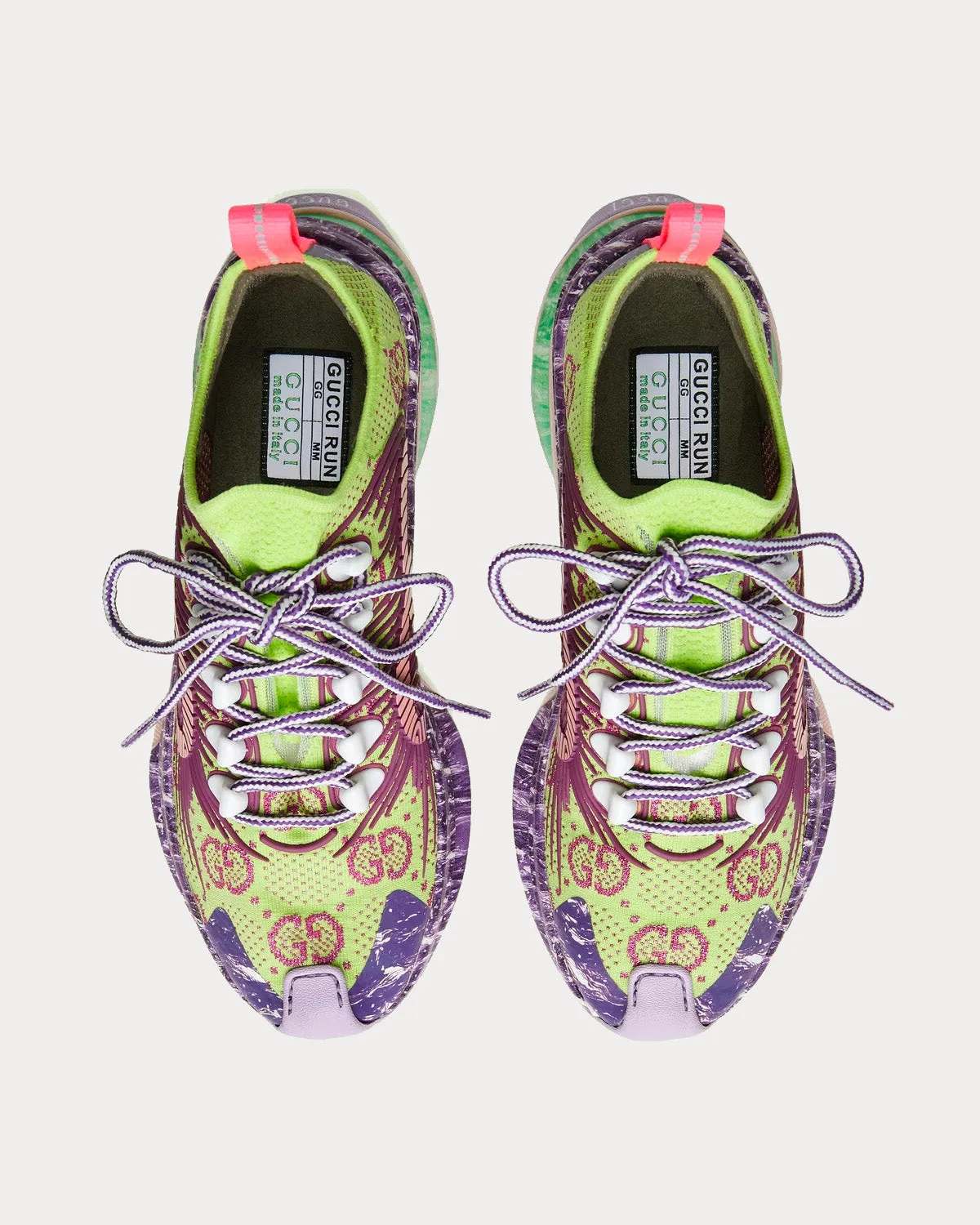 Run GG Technical Knit Fabric Green / Purple Running Shoes