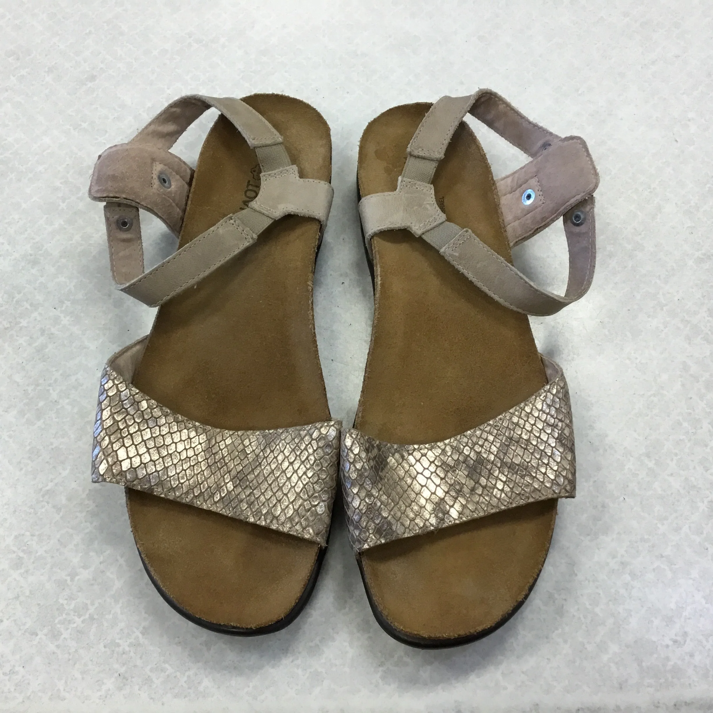 Sandals Heels Wedge By Naot In Bronze, Size: 10