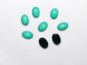 Sea Blue Designer Oval Plastic Stones - 11x16 mm