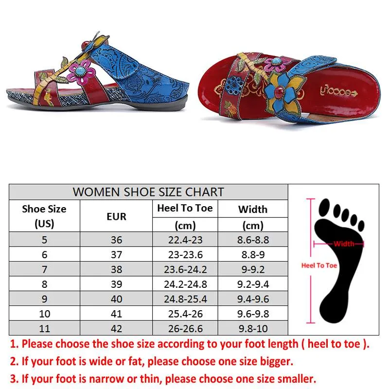 SOCOFY  Hand Painted Genuine Leather Bohemian Style  Sandals