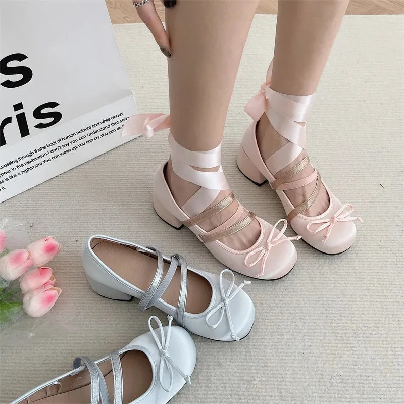 Sohiwoo New Chunky Heels Lolita Pumps Shoes Women Mary Janes Shoes Spring Summer Autumn Fashion Comfy Women Dancing Shoes Pumps
