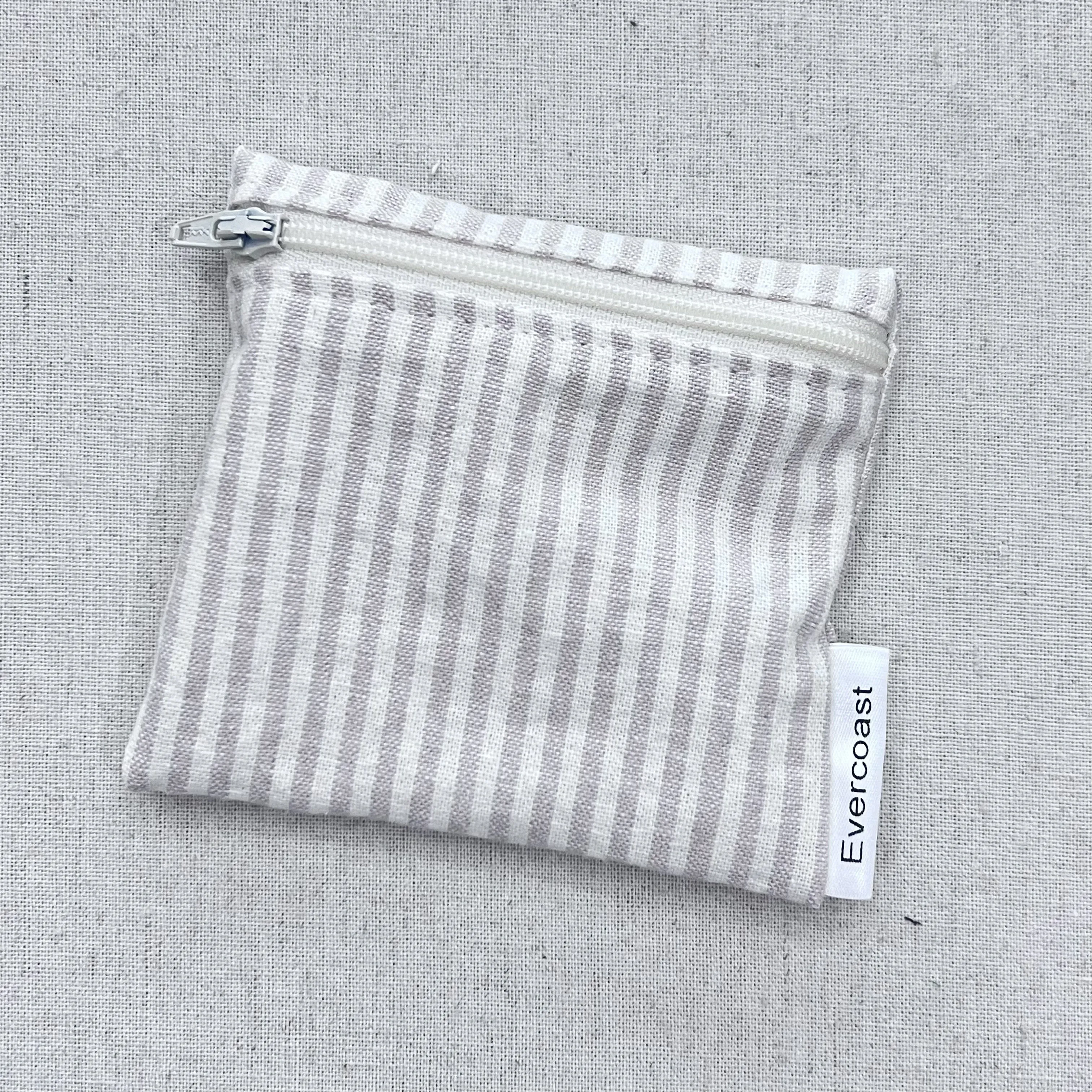 Striped Cream Linen Reusable Mini Snack Bag