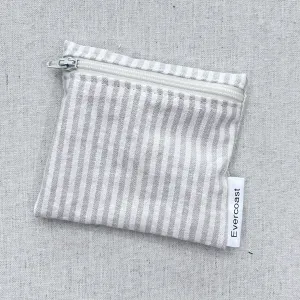 Striped Cream Linen Reusable Mini Snack Bag