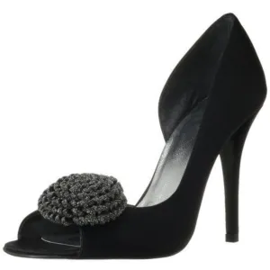 Stuart Weitzman Womens Lollipop Black Satin Leather Pumps