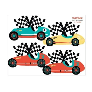 Vintage Race Car Gift Bag Stickers - 12 Pack S7122