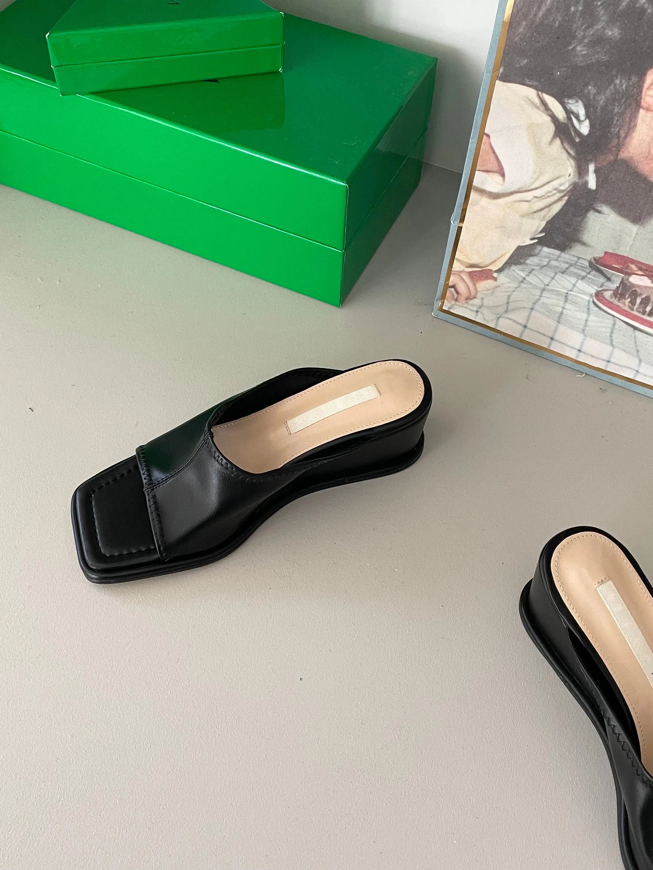Wedge Heel Slide Sandals