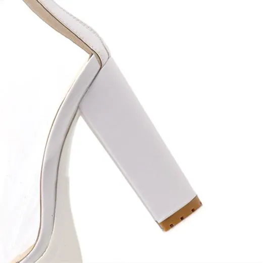 Women summer clear peep toe lace up chunky platform sandals