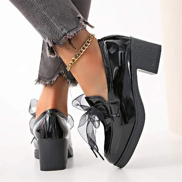 Women's Round Toe Chunky High Heels 50586728C