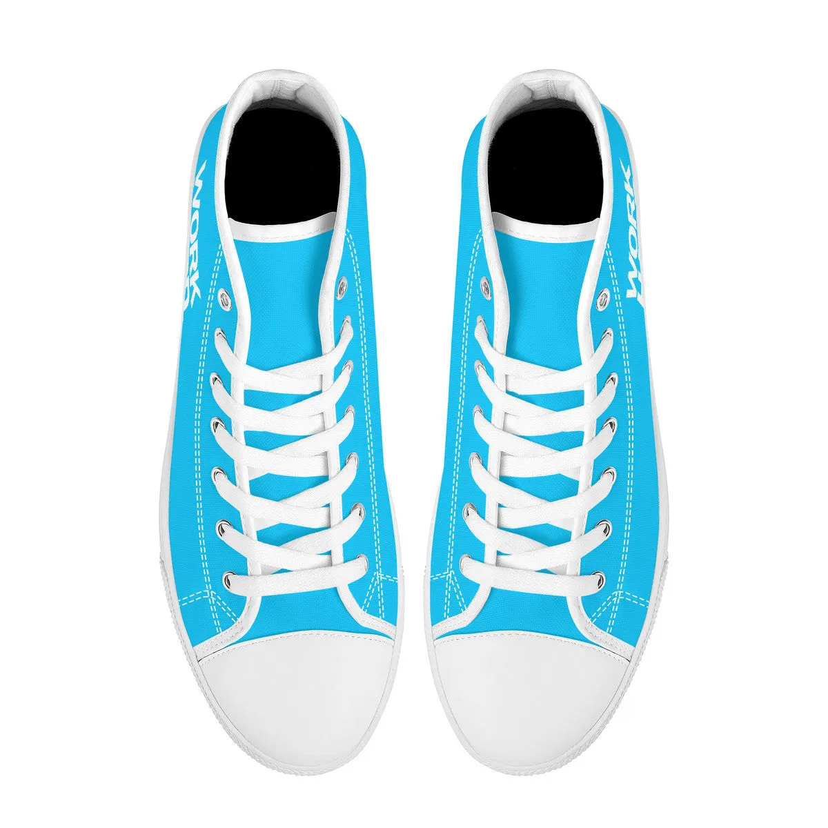 Work Hard Be Kind - Blue Converse Style High Tops